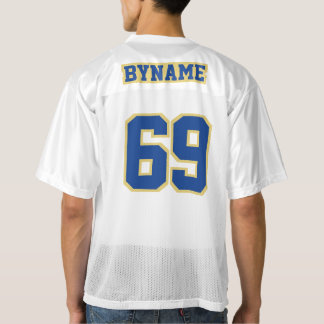 2 Side BLUE OUD GOLD WHITE Mannen Football Jersey