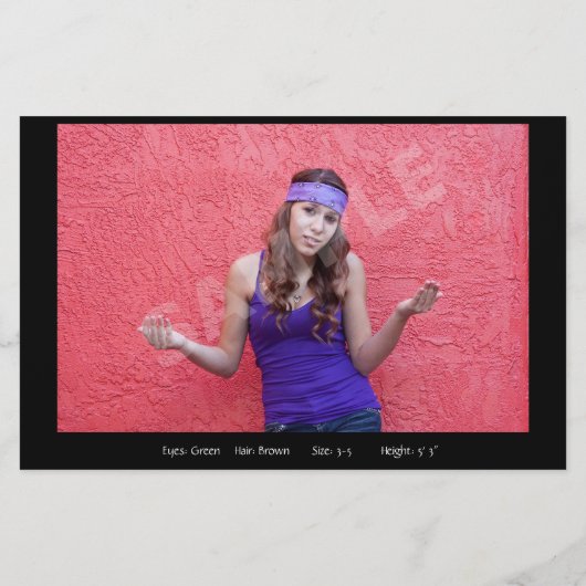 2- Sided Affordable Actor Model Comp-kaarten Flyer (Achterkant)