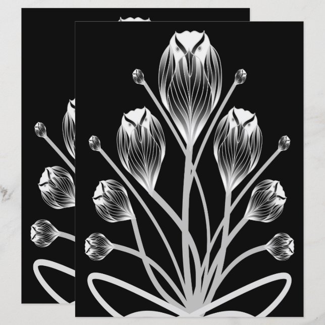 2-Sided B&W Tulip Owlsprey H&S Scrapbook Page (Devant / Derrière)
