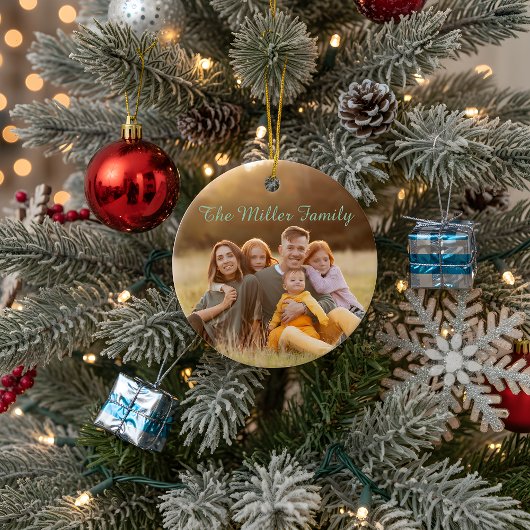 2-Sided Elegant Script Overlay Double Photo Keramisch Ornament