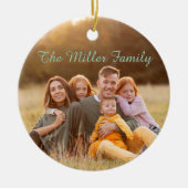 2-Sided Elegant Script Overlay Double Photo Keramisch Ornament (Voorkant)