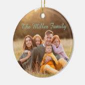 2-Sided Elegant Script Overlay Double Photo Keramisch Ornament (Links)