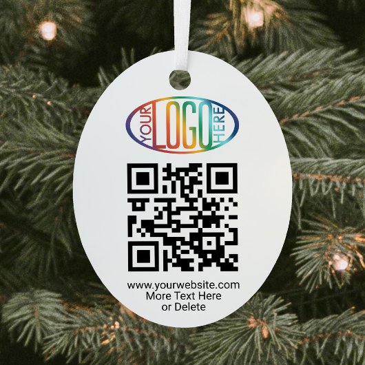 2 Sided Logo & QR Code Business Promooval Metalen Ornament