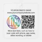 2 Sided Logo & QR Code Business PromoSquare Metalen Ornament (Achterkant)