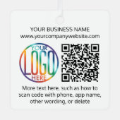2 Sided Logo & QR Code Business PromoSquare Metalen Ornament (Voorkant)