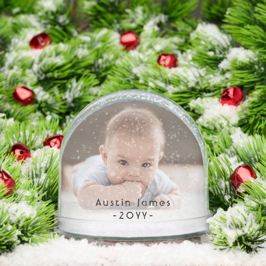 2 Sided Modern Photo & Black Text Overlay Keepsake Sneeuwbol (Kerstmis)