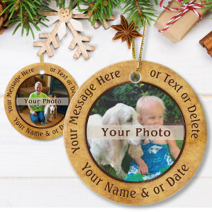 2 Sided Photo Ornaments. 6 Tekstvakken, 2 Afbeeldi Keramisch Ornament