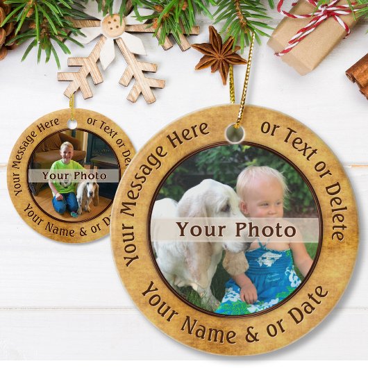 2 Sided Photo Ornaments. 6 Tekstvakken, 2 Afbeeldi Keramisch Ornament