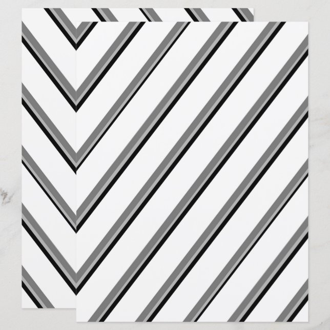 2-Sided W&B Diagonal Stripes Scrapbook Page (Voorkant / Achterkant)