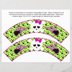 2 SKULL verjaardag Persoonlijke Cupcake Verpakking Flyer