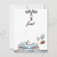 2 snelle kinder race auto verjaardagsuitnodiging