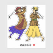 2 Stickers Femme Vintage Golfers (Feuille)