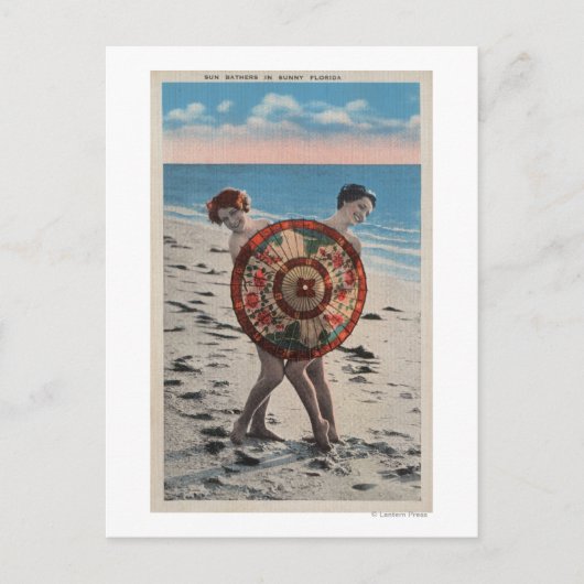 2 Sunbathing Women & Asian Umbrella, Florida Briefkaart (Voorkant)