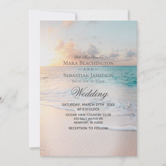 *~* 2 - Sunrise Pastel Beach Sunset Wedding Kaart (Voorkant)