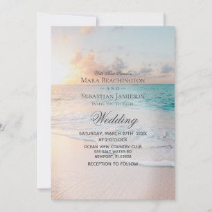 *~* 2 - Sunrise Pastel Beach Sunset Wedding Kaart