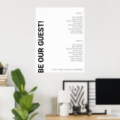 2 tabel Eenvoudig witbruiloft-zitplaatje Poster (Thuiskantoor)