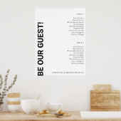 2 tabel Eenvoudig witbruiloft-zitplaatje Poster (Keuken)