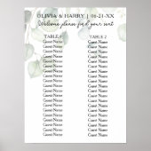 2 Tafel Waterverf Ecalyptus Bruiloft Zetel Grafiek Poster (Voorkant)