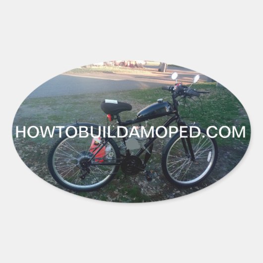 2-takt gemotoriseerde fiets motor decal kit ovale sticker (Voorkant)