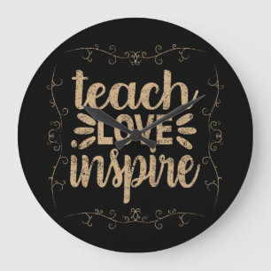 2- Teach Love Inspire Shirt, Retro  leraar Grote Klok