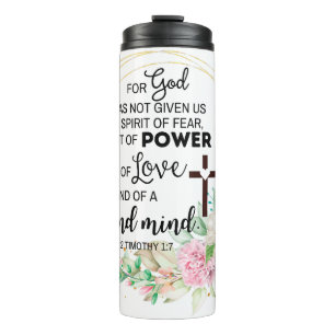 2 Timoteüs 1:7 God heeft geen geest van angst gege Thermosbeker