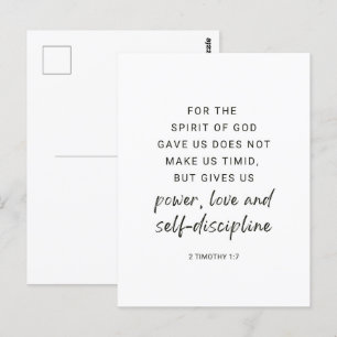 2 Timoteüs 1:7 Kracht, Liefde en Zelfdiscipline Briefkaart