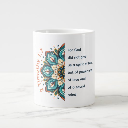 2 Timothée 1:7 Mug Jumbo Fleur Mandala (Devant)