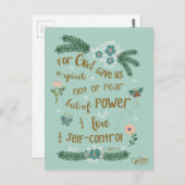 2 Timothy 1:7 handgeschreven scriptkunst Briefkaart (Voorkant / Achterkant)