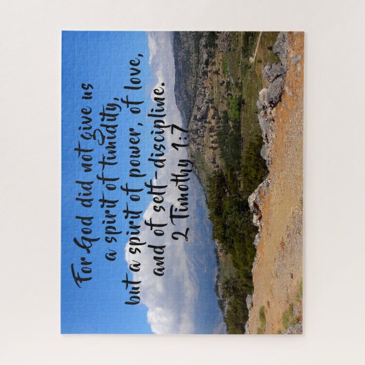 2 Timothy 1:7 Landschap Aangepaste Bijbel Verse Legpuzzel (Verticaal)