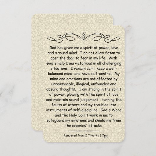 2 Timothy 1:7 Scriptnotitiekaart scroll back (Voorkant / Achterkant)
