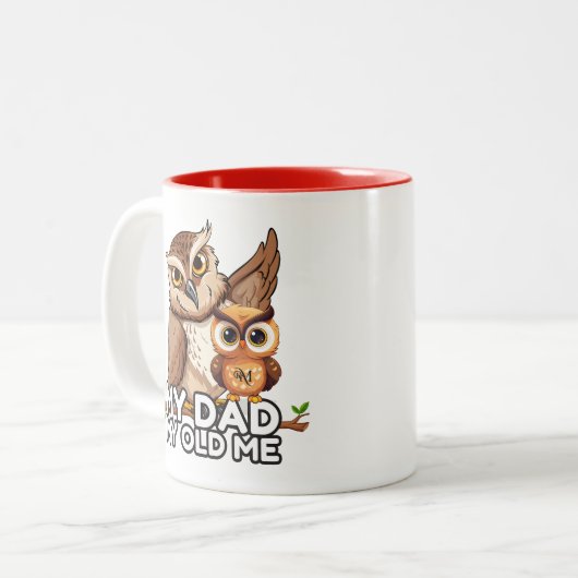 2-Tone Mug 11oz : Mon papa Mon Vieux Moi (rouge) (Devant gauche)