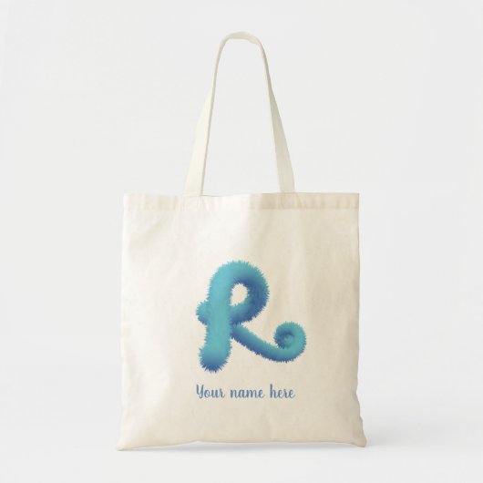 2-tonnen blauwe snelheid R monogram & initiaal Tote Bag (Voorkant)