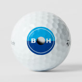 2-toon blauw monogram om Golfer te identificeren Golfballen (Voorkant)