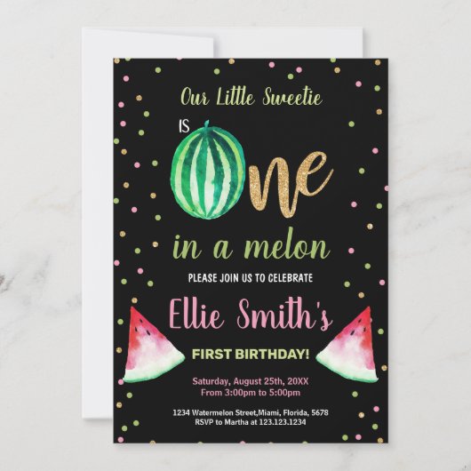 2 Tranches Green Watermelon Invitations d'annivers (Devant)