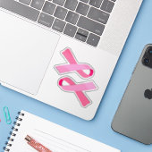 2-up borstkanker bewustzijn roze lint sticker (Laptop met iPhone)