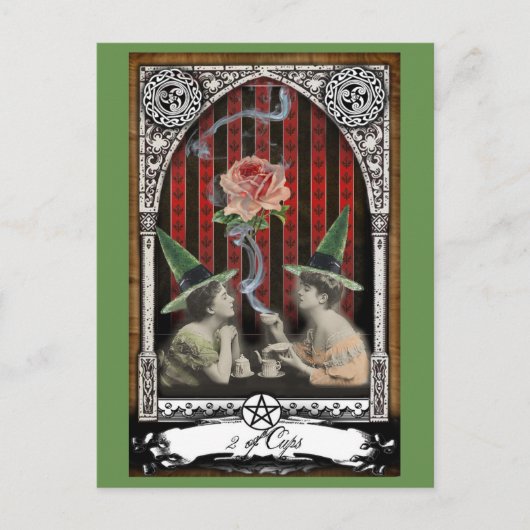 2 van het Briefkaart Cups Victoriaans Witch Tarot (Voorkant)