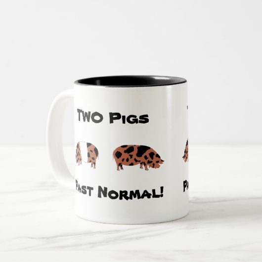 2 Varkens waren normaal! - KuneKune Pet Pigs Tweekleurige Koffiemok (Voorkant links)