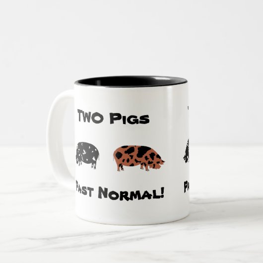 2 Varkens waren normaal! - KuneKune Pet Pigs Tweekleurige Koffiemok (Voorkant links)