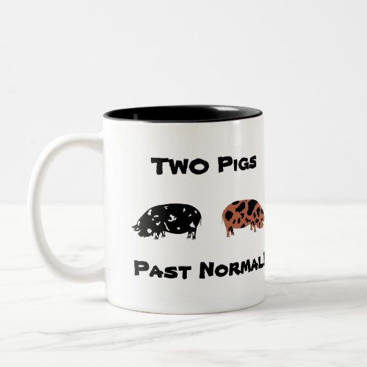 2 Varkens waren normaal! - KuneKune Pet Pigs Tweekleurige Koffiemok (Links)