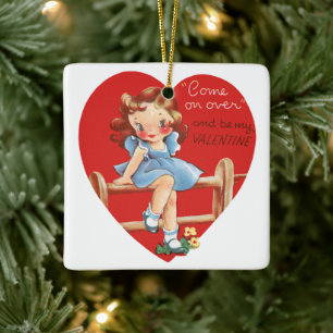 2 Verschillende Mooie Vintage Valentijnsdag Harten Keramisch Ornament