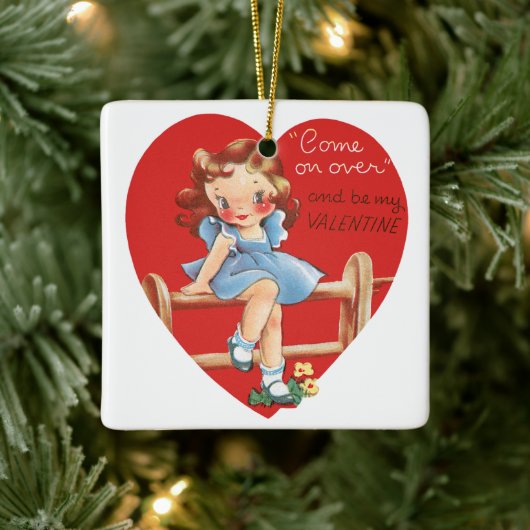 2 verschillende Schattigee Valentijnsdag harten Keramisch Ornament (Boom)