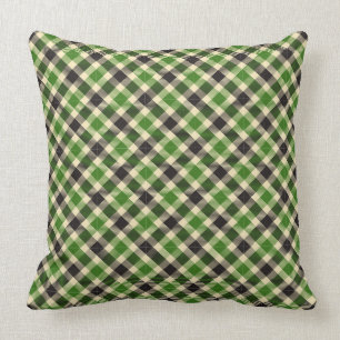 2 verts et noirs de Kelly coussin carré du plaid