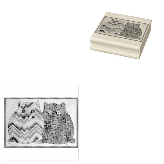 2 Vetkatten #1 Rubberstempel (Gestempeld)