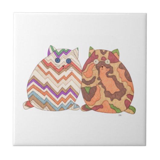 2 Vetkatten #1 Tile Tegeltje (Voorkant)