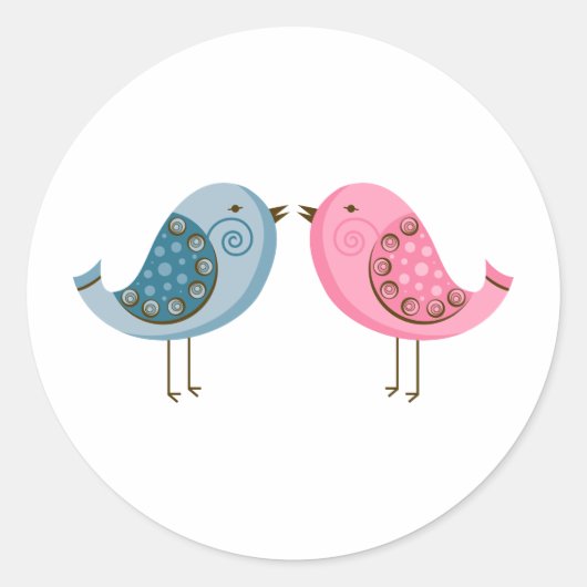 2 Vogels Ronde Sticker (Voorkant)