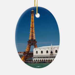 2 voor 1 Venetië en Parijs - Gemengde wereld Keramisch Ornament