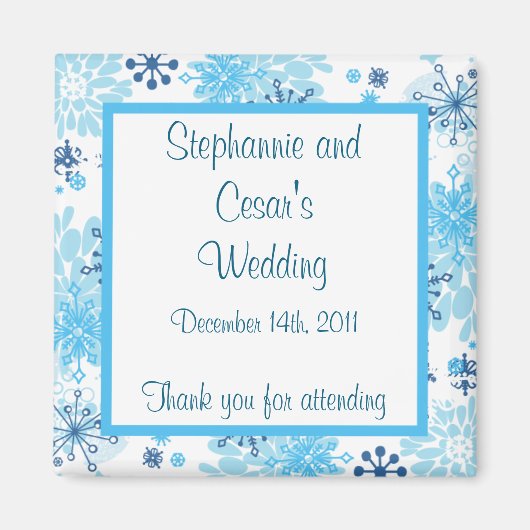 2 "x2" aankondiging magneet blauwe boom / sneeuwvl (Voorkant)