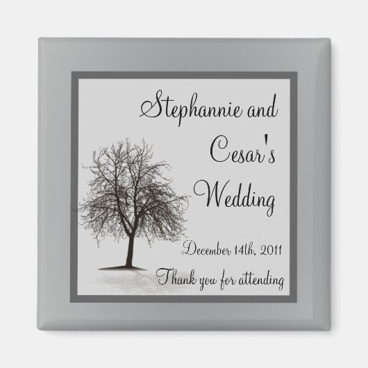 2 "x2" aankondiging magneet grijze winterbomen sne (Voorkant)