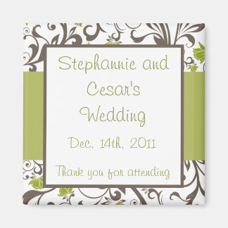 2 "x2" Aankondiging Magneet Groene Bloemen met Tak