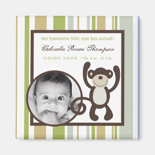 2 "x2" aankondiging magneet Monkey Time Zoo Dier (Voorkant)